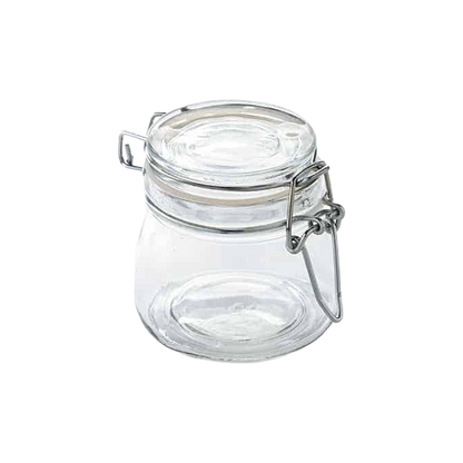 American Metalcraft HMMJ5 5 oz. Clear Glass Mini Mason Jar with Hinged Lid