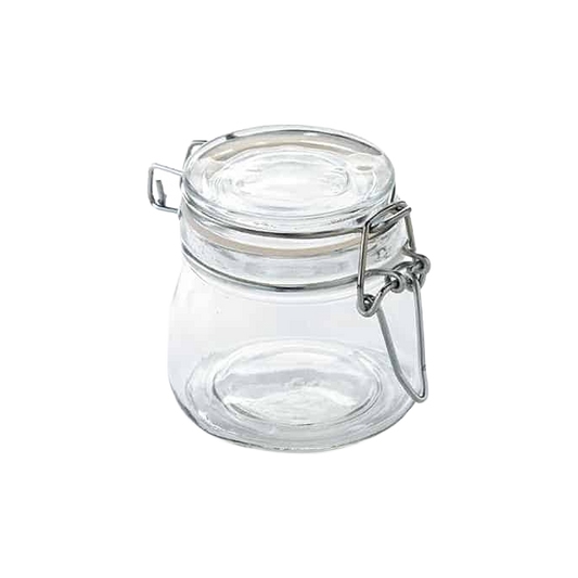 American Metalcraft HMMJ5 5 oz. Clear Glass Mini Mason Jar with Hinged Lid