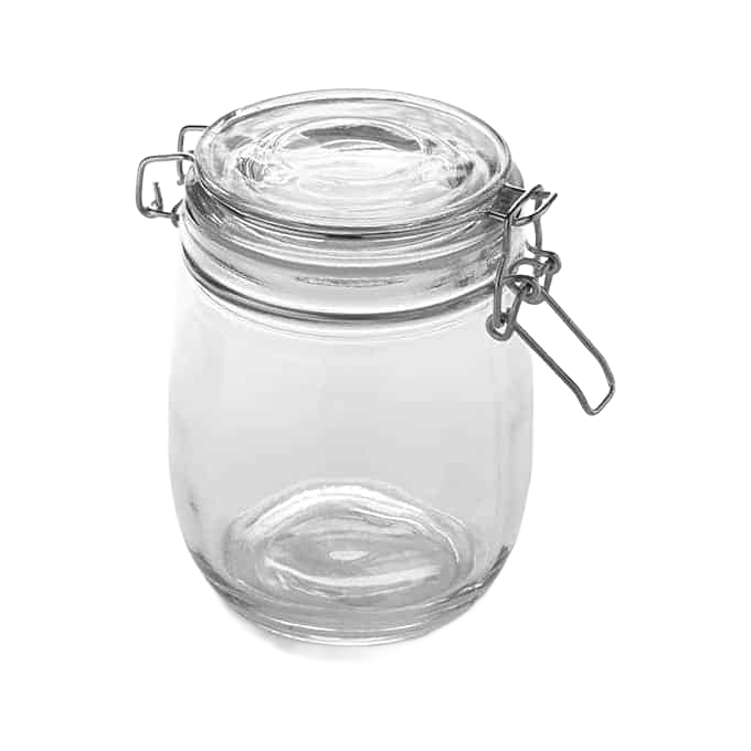 American Metalcraft HMJ5 26 oz. Clear Glass Mason Jar with Hinged Lid