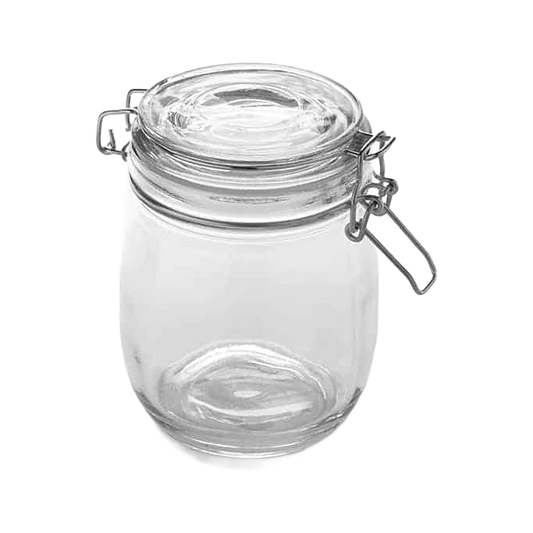 American Metalcraft HMJ5 26 oz. Clear Glass Mason Jar with Hinged Lid