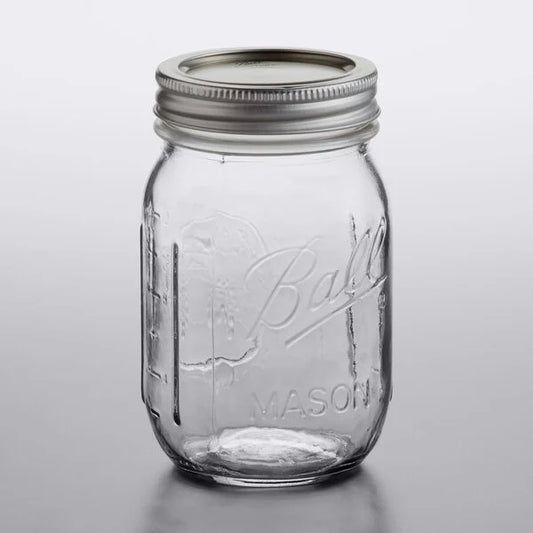 Ball Half-Pint Glass Canning Jar with Silver Metal Lid 16 oz. 61000