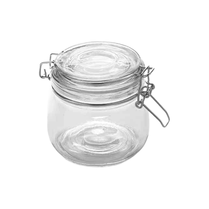 American Metalcraft HMJ4 16 oz. Clear Glass Mason Jar with Hinged Lid