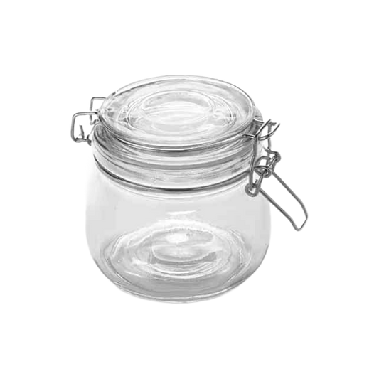 American Metalcraft HMJ4 16 oz. Clear Glass Mason Jar with Hinged Lid