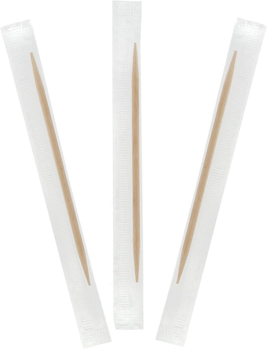 Plain Plastic Wrapped Round Toothpicks 2 1/2" - 1000/Box