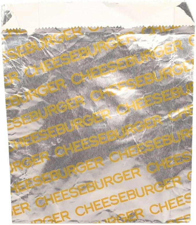Foil Hamburger/Sandwich Bag Large "Cheeseburger" Printed 6" x 3/4" X 6-1/2"  - 1000/Case