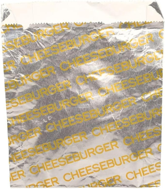 Foil Hamburger/Sandwich Bag Large "Cheeseburger" Printed 6" x 3/4" X 6-1/2"  - 1000/Case