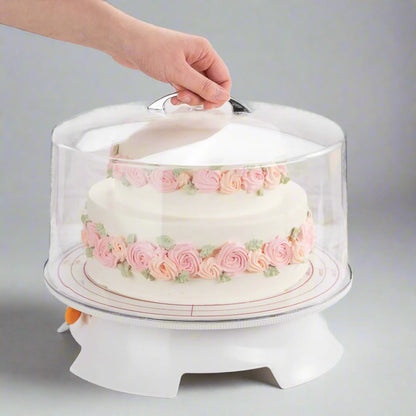 Browne 57140 One-Piece Lucite Cake Cover with Chrome Handle, 12"