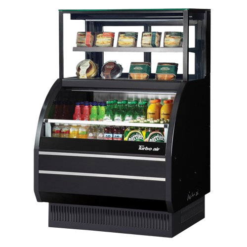 Turbo Air Open Display Merchandiser Combination Case with Refrigerated Top Shelf