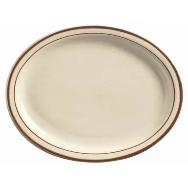 Yanco Ultima Brown Speckled Round Narrow Rim Stoneware Platter 9-1/2" BR-12 - 24/Case