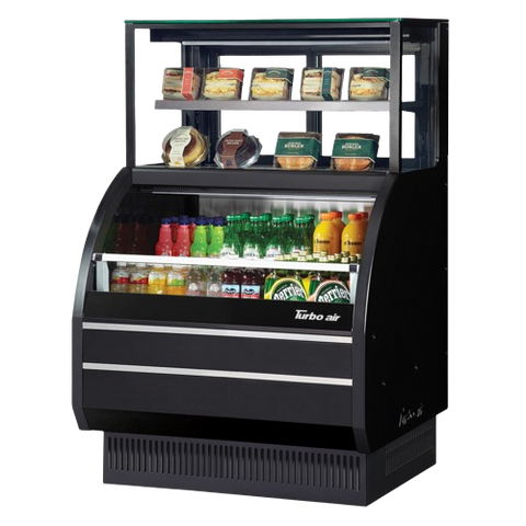 Turbo Air Open Display Merchandiser Combination Case with Refrigerated Top Shelf