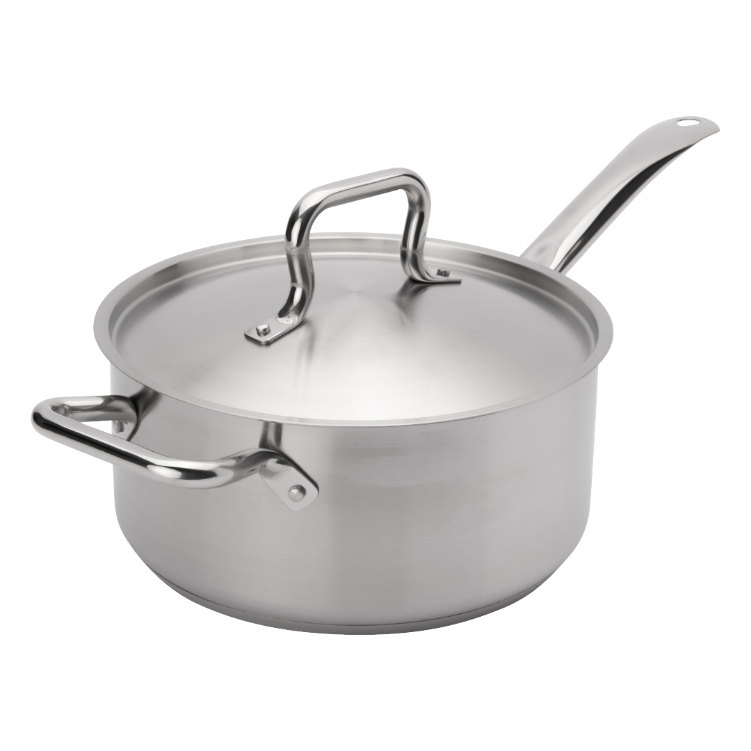 Browne 5734035 Elements Stainless Steel Sauce Pan with Cover 9" Dia., 5.3 qt