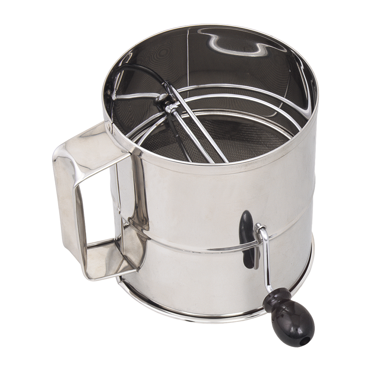 Browne 1260 Stainless Steel Rotary Flour Sifter, 8-Cup, 6" x 6.5"