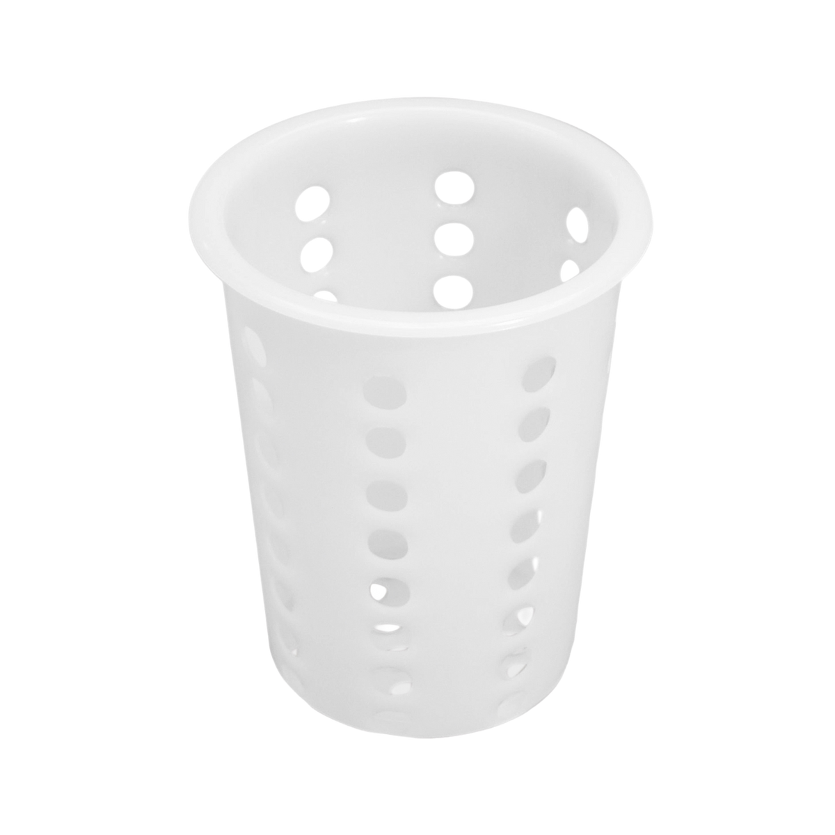 Browne 5735 White Polyethylene Cutlery Cylinder, 4" x 5"