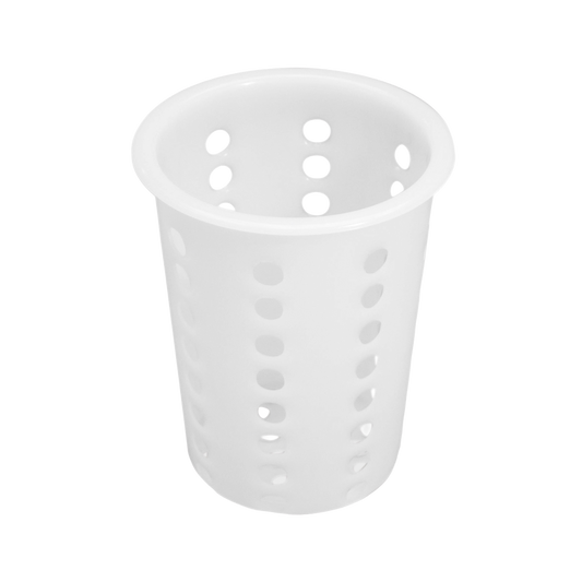 Browne 5735 White Polyethylene Cutlery Cylinder, 4" x 5"