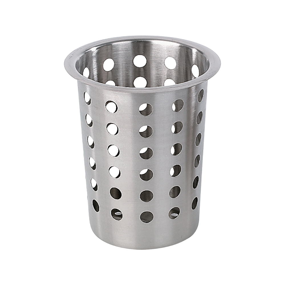 Browne 80110 Perforated Stainless Steel Cutlery Cylinder, 4" x 5.5"