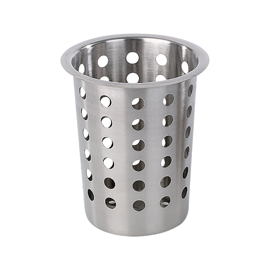 Browne 80110 Perforated Stainless Steel Cutlery Cylinder, 4" x 5.5"