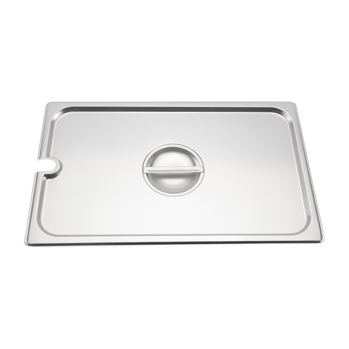 Browne 575529 Stainless Steel Notched Steam Table Pan Cover with Handle, Full Size