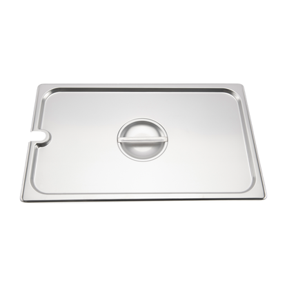 Browne 575529 Stainless Steel Notched Steam Table Pan Cover with Handle, Full Size