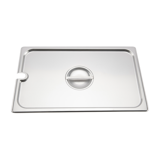 Browne 575529 Stainless Steel Notched Steam Table Pan Cover with Handle, Full Size