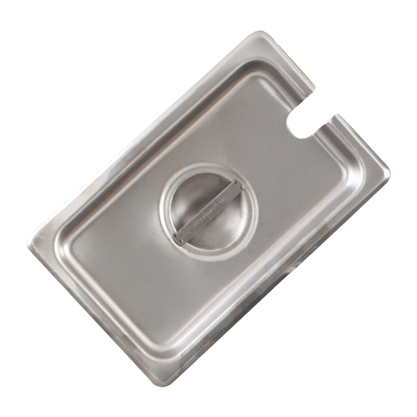 Browne 575599 Stainless Steel Notched Steam Table Pan Cover with Handle, 1/9 Size