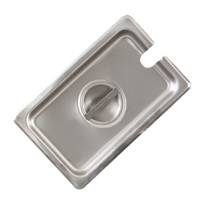 Browne 575599 Stainless Steel Notched Steam Table Pan Cover with Handle, 1/9 Size