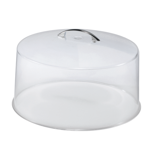 Browne 57140 One-Piece Lucite Cake Cover with Chrome Handle, 12"