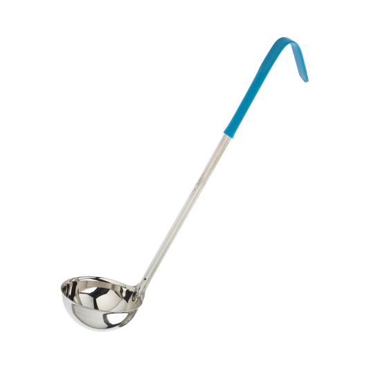 Browne 9946TL One-Piece Stainless Steel Ladle with Teal Handle 13", 6 oz