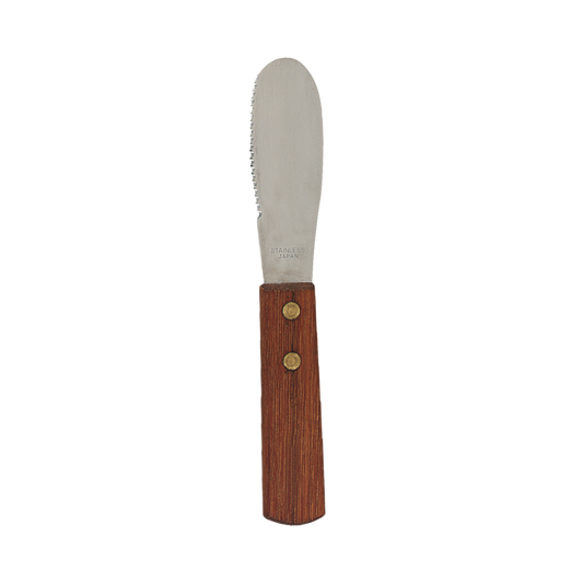 Browne 574312 Stainless Steel Serrated Sandwich Spreader with Wood Handle, 7"