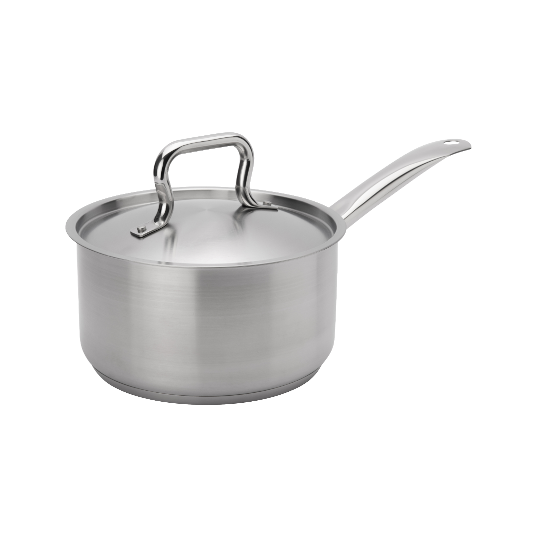 Browne 5734032 Elements Stainless Steel Sauce Pan with Cover 6" Dia., 2 qt