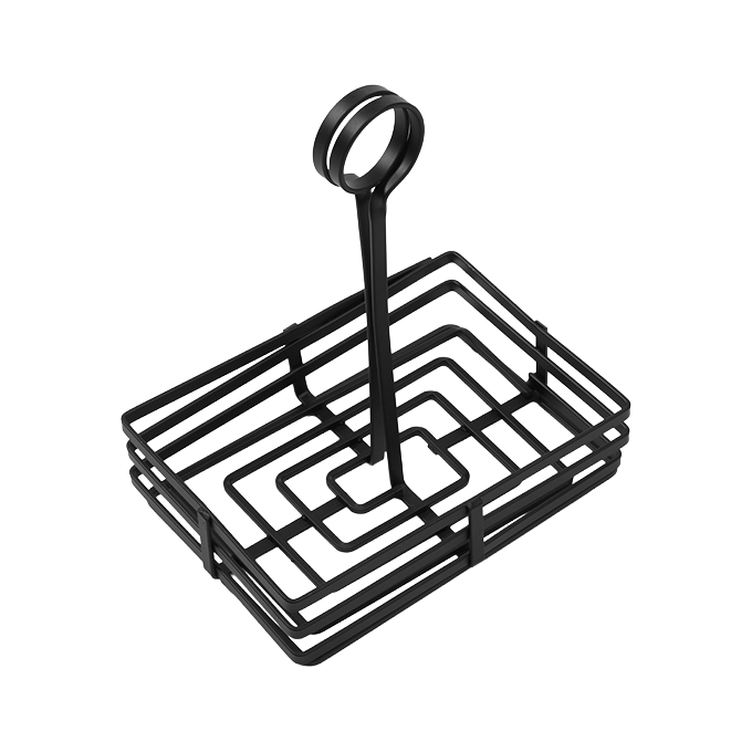 American Metalcraft FWC68 8" x 5.88" Flat Coil Wrought Iron Condiment Basket