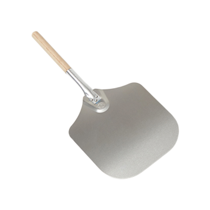 American Metalcraft 2512 12" x 14" Aluminum Pizza Peel with Wood Handle - 26"L