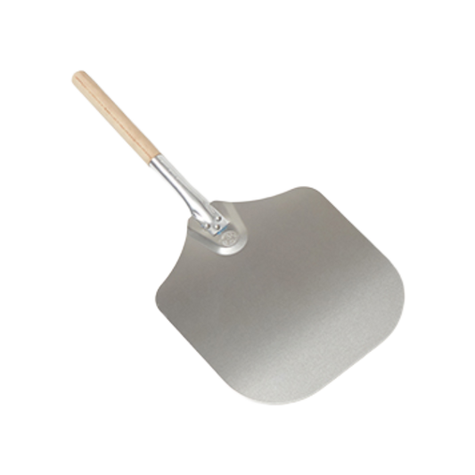 American Metalcraft 2512 12" x 14" Aluminum Pizza Peel with Wood Handle - 26"L