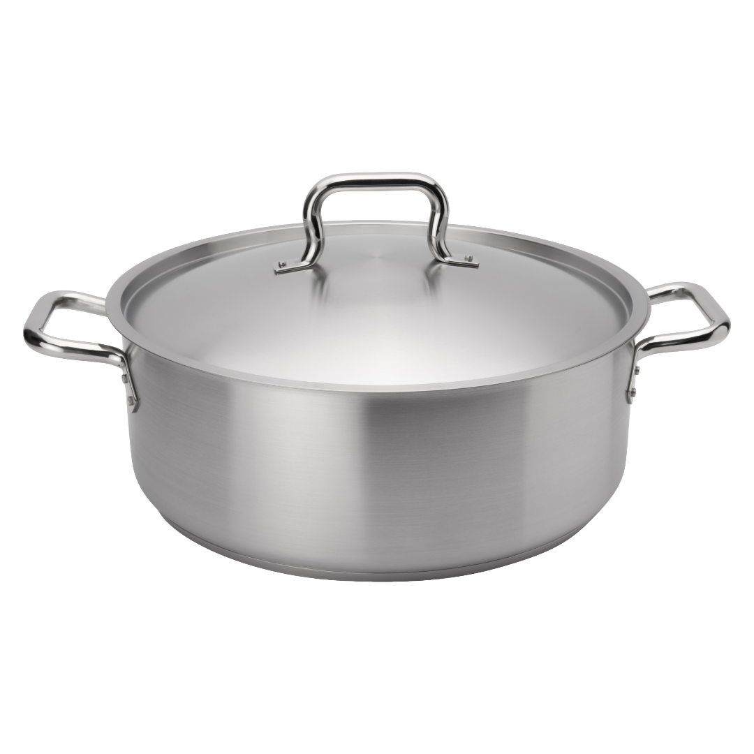 Browne 5734030 Elements Stainless Steel Brazier with Cover 20" Dia., 30 qt