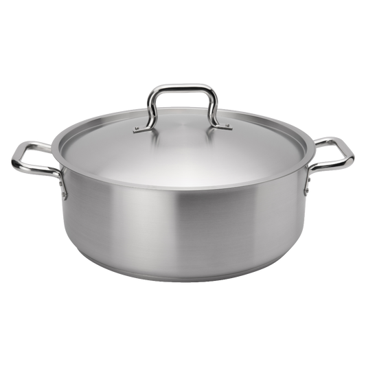 Browne 5734019 Elements Stainless Steel Brazier with Cover 16" Dia., 20 qt