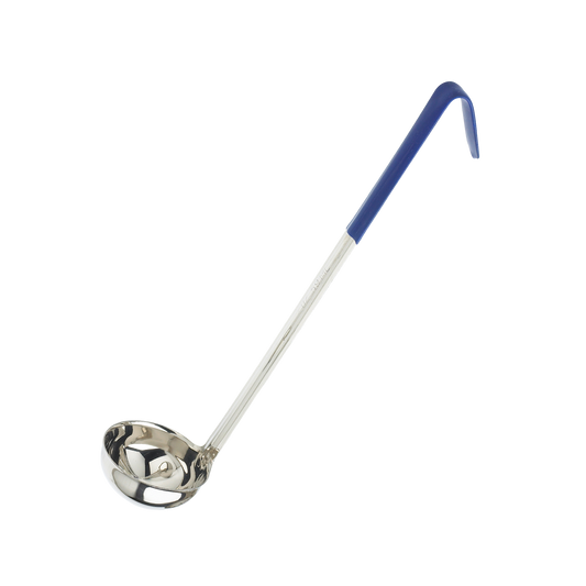Browne 9942BLU One-Piece Stainless Steel Ladle with Blue Handle 11", 2 oz