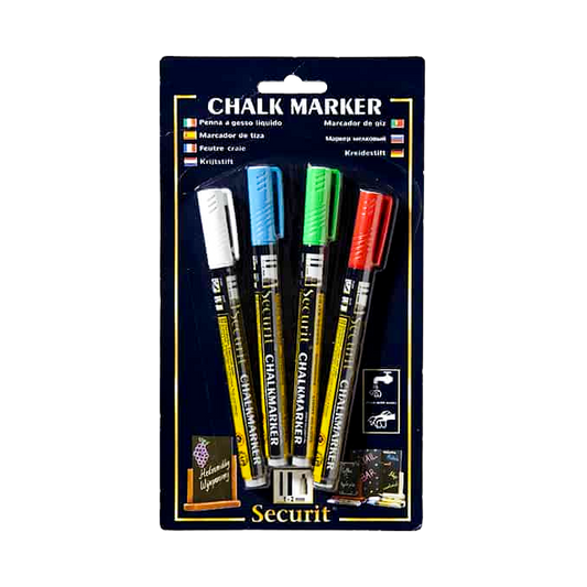 American Metalcraft BLSMA100V4CO Securit Mini Tip Chalk Markers - 4/Pack