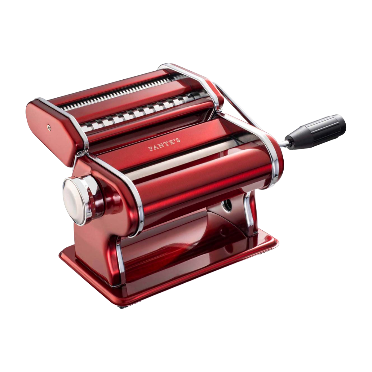 Fante's Steel Aunt Gina's Pasta Machine with Double Cutter, Red
