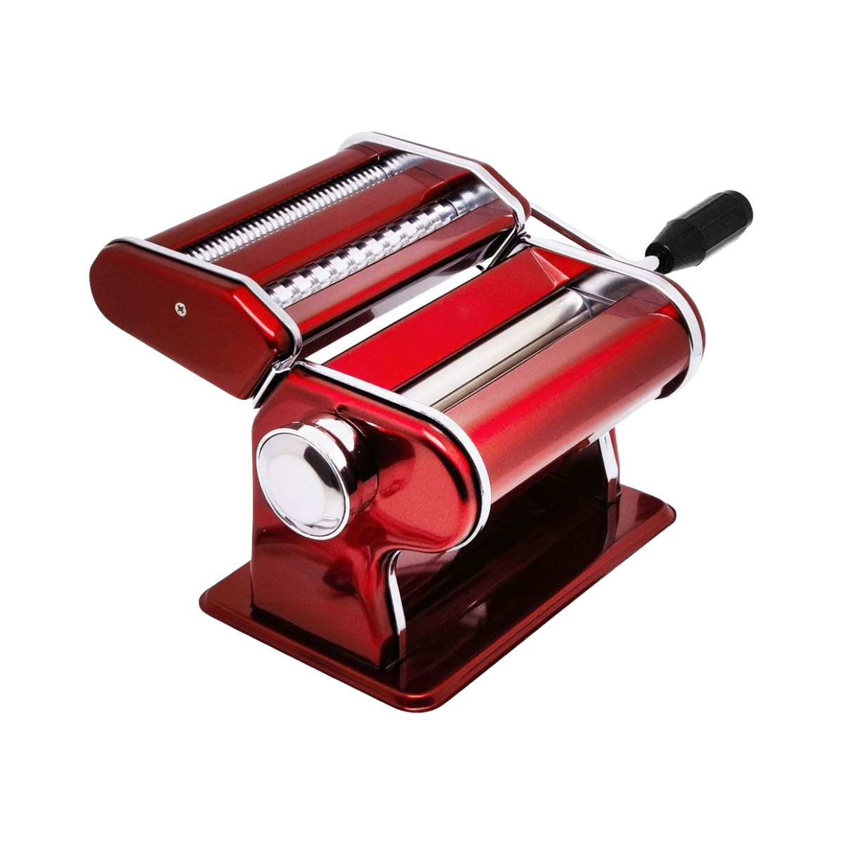 Fante's Steel Aunt Gina's Pasta Machine with Double Cutter, Red