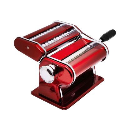 Fante's Steel Aunt Gina's Pasta Machine with Double Cutter, Red