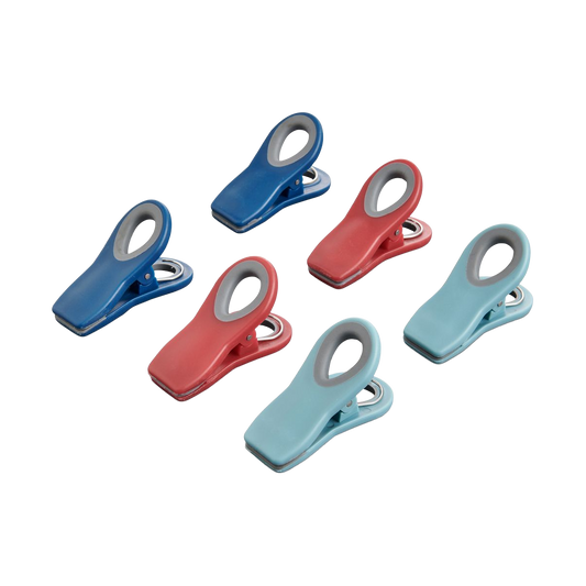 HIC Kitchen Magnetic Bag Clips with Non-Slip Grip, 3" (6-Pack)