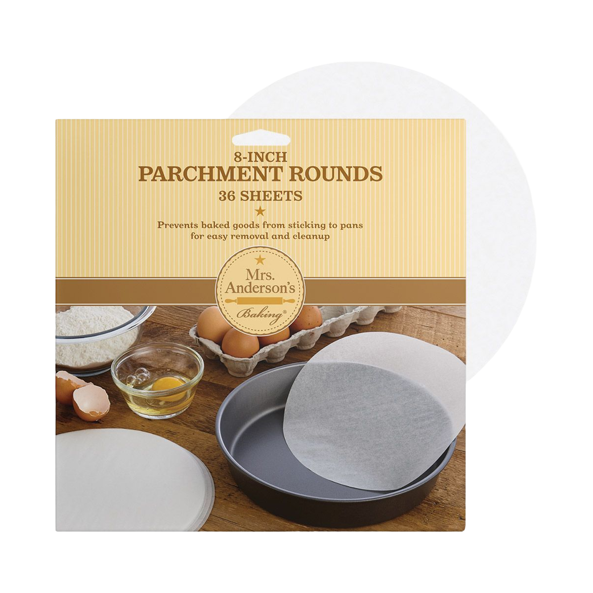 Mrs. Anderson's Baking Silicone-Coated Parchment Paper Cake Rounds, 8" (36-Pack)