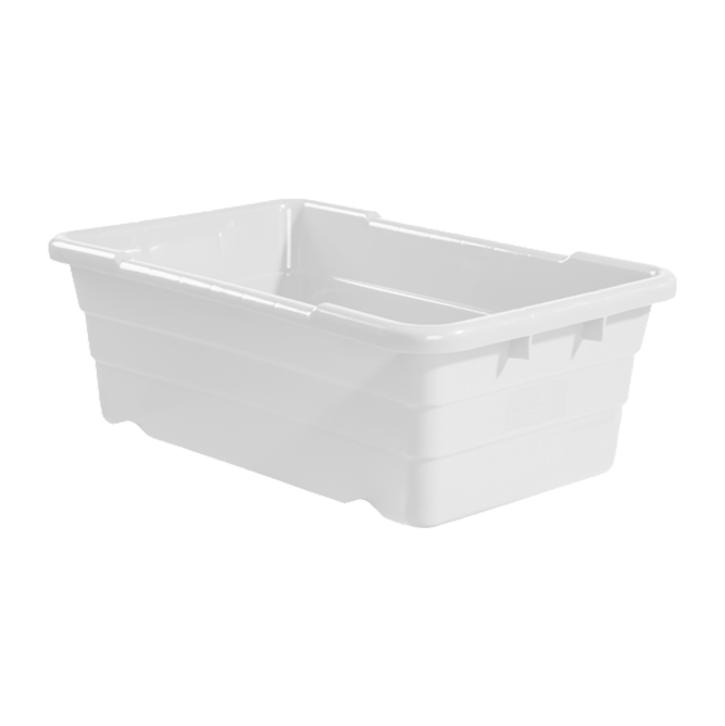 Winholt WHPL-8WH 16" x 25" x 8" White Polyethylene Meat Lug Box - 100 lb. Capacity