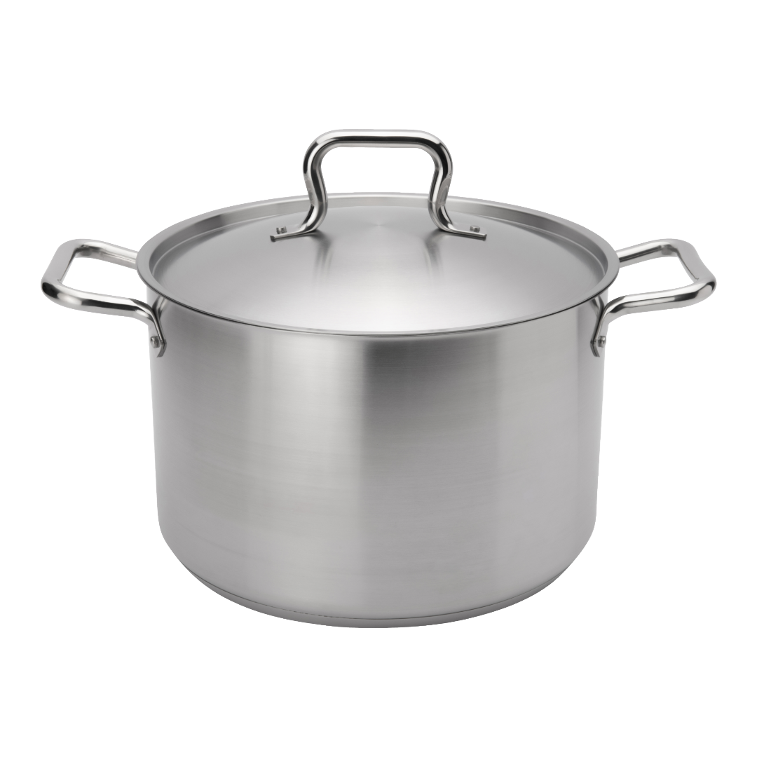 Browne 5733912 Elements Stainless Steel Stock Pot with Cover 11" Dia., 12 qt