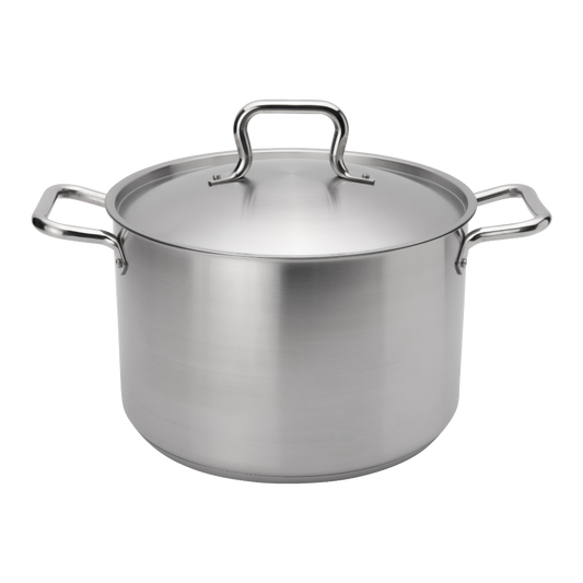 Browne 5733912 Elements Stainless Steel Stock Pot with Cover 11" Dia., 12 qt