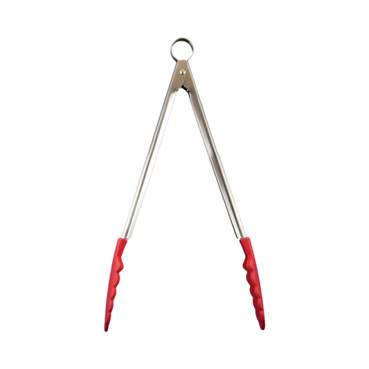 Browne 74708705 Cuisipro Red Silicone Locking Utility Tongs, 12"