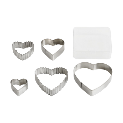 Mrs. Anderson's Baking Stainless Steel Heart Cookie Cutter Set with Storage Case, 5-Piece
