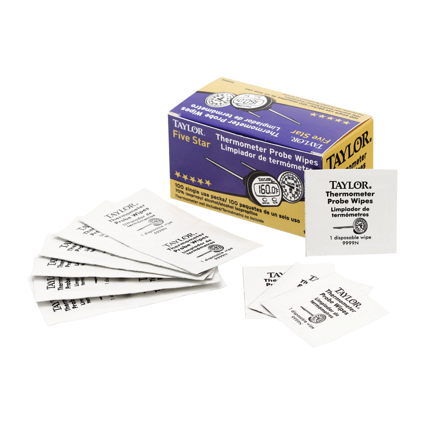 Taylor 9999N HACCP 70% Isopropyl Alcohol Probe Sanitizing Wipes - 100/Box
