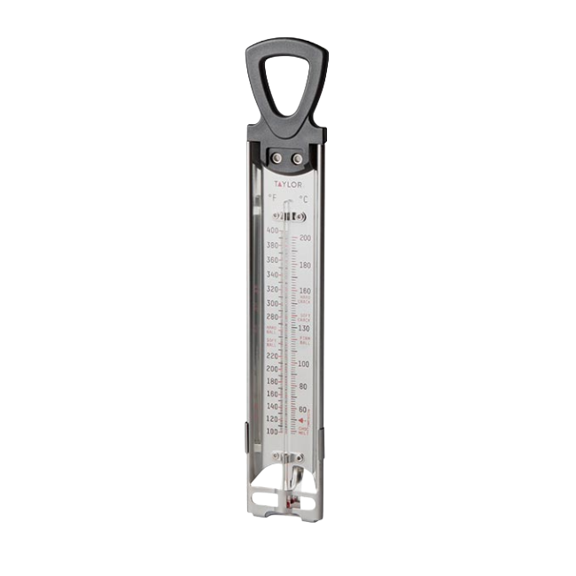 Taylor 5983N 12" Stainless Steel Candy & Deep Fry Thermometer with Pan Clip (100°F to 400°F)