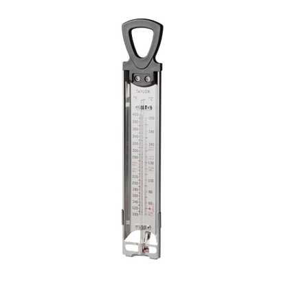 Taylor 5983N 12" Stainless Steel Candy & Deep Fry Thermometer with Pan Clip (100°F to 400°F)