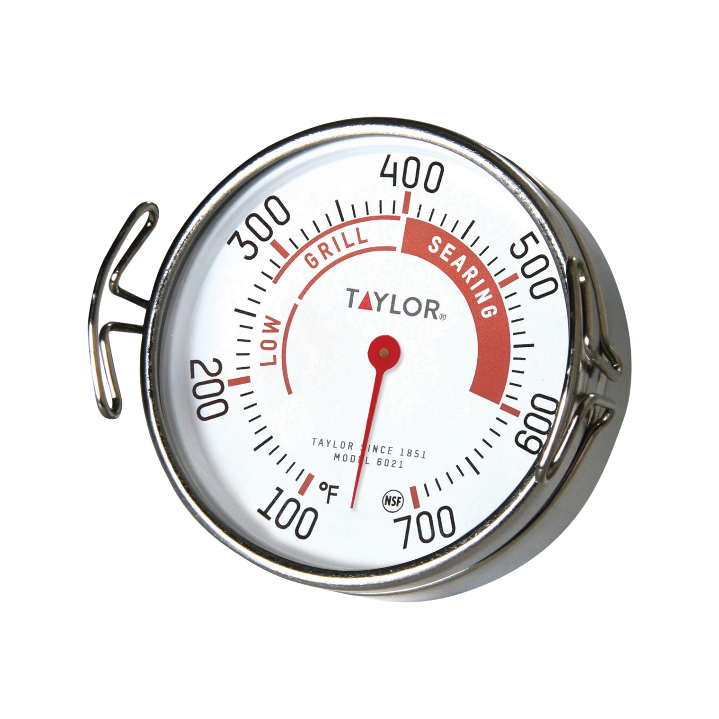 Taylor 6021 2" Dial Stainless Steel Grill Surface Thermometer, 100°F to 700°F